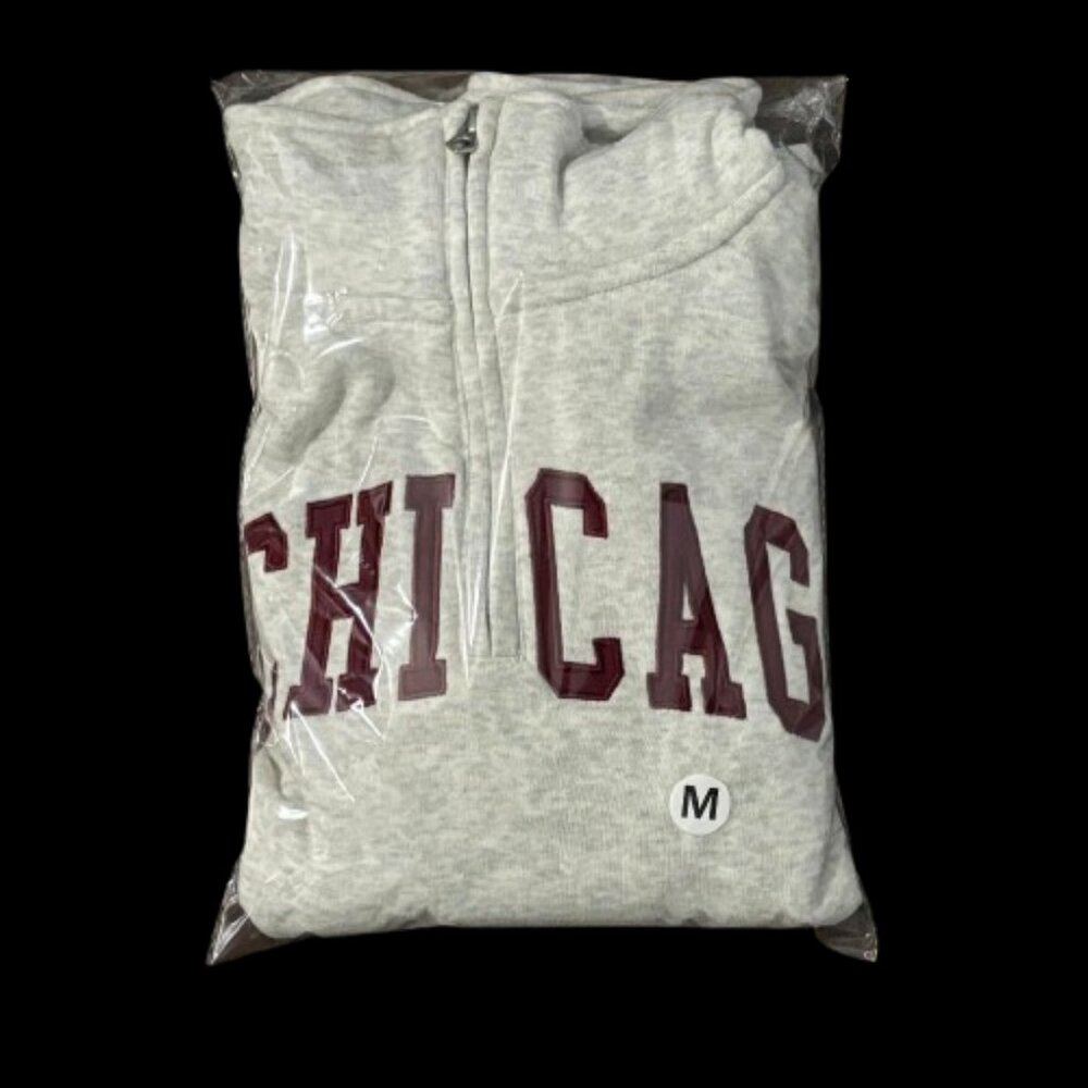 ZooZatz U of Chicago Women's Oatmeal Fleece Sweatshirt Qtr Zip SZ M - Picture 8 of 8